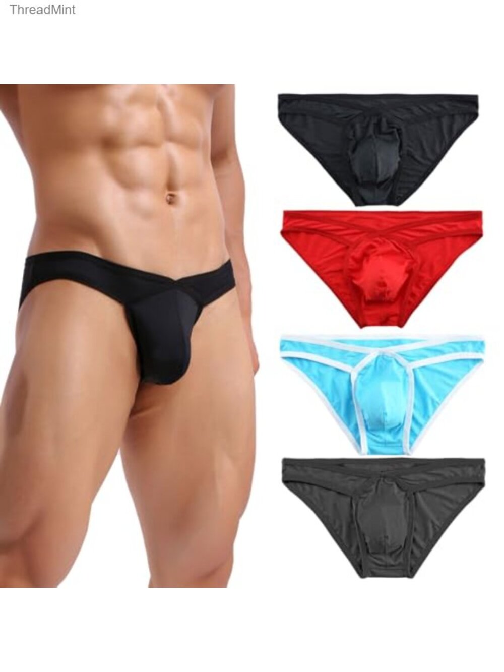 Men's Mesh Micro Briefs Breathable Bulge Pouch Low Rise Slim Fit Underwear